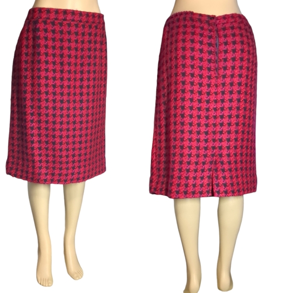 Liz MoOdy Pink Red and Black Checkered Luxury Skirt Size 14 - Picture 8 of 16